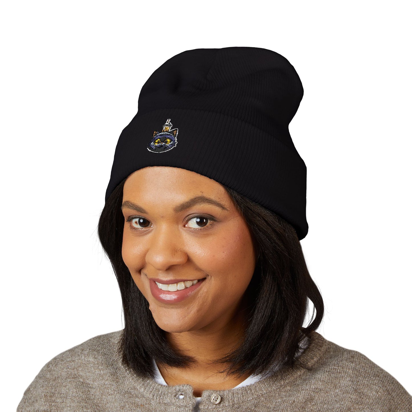 Embroidered Knit Beanie Style 2 - a-0001