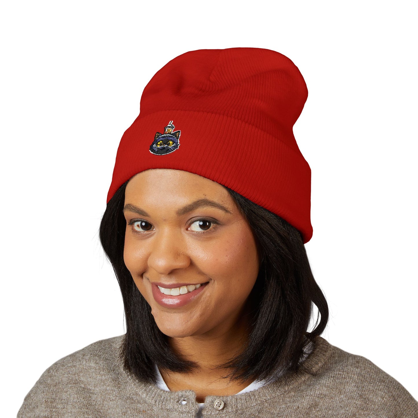 Embroidered Knit Beanie Style 2 - a-0001